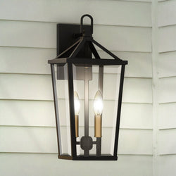 Urban Ambiance - Wall Sconce - UQL1962 Urban Loft Outdoor Wall Sconce, 17.5''H x 7.5''W x 8.5''D, Matte Black Finish, Ulm Collection -