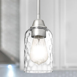 Urban Ambiance - Pendant - UQL4428 Contemporary Indoor Pendant, 8.00''H x 4.00''W x 4.00''D, Brushed Nickel Finish, Ravensburg Collection -