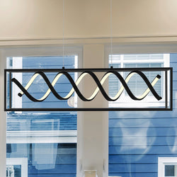 Urban Ambiance - Chandelier - UQL4450 Minimalist Indoor Chandelier, 8.25''H x 32.00''W x 7.75''D, Matte Black Finish, Casper Collection -