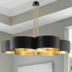 Urban Ambiance - Chandelier - UQL4510 Art Deco Indoor Chandelier, 20.50''H x 28.00''W x 28.00''D, Matte Black Finish, Cranbourne Collection -