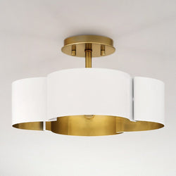 Urban Ambiance - Ceiling Light - UQL4513 Art Deco Indoor Ceiling Light, 8.00''H x 14.00''W x 14.00''D, White Finish, Cranbourne Collection -