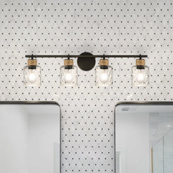 Urban Ambiance - Bath Light - UQL4522 Coastal Indoor Bath Light, 9.25''H x 33.75''W x 5.75''D, Matte Black Finish, Lancaster Collection -