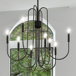 Urban Ambiance - Chandelier - UQL4601 Mid - Century Modern Indoor Chandelier, 28.75''H x 28.00''W x 28.00''D, Mystic Black Finish, Ivybridge Collection -