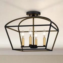 Urban Ambiance - Ceiling Light - UQL4662 Transitional Indoor Ceiling Light, 15.25''H x 16.00''W x 16.00''D, Matte Black Finish, Hettinger Collection -