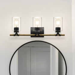 Urban Ambiance - Bath Light - UQL4692 Modern Farmhouse Indoor Bath Light, 8.50''H x 24.00''W x 5.75''D, Matte Black Finish, Towner Collection -