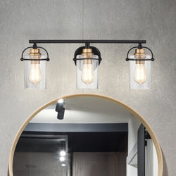 Urban Ambiance - Bath Light - UQL4730 Transitional Indoor Bath Light, 8.75''H x 24.00''W x 6.75''D, Matte Black Finish, Ripley Collection -