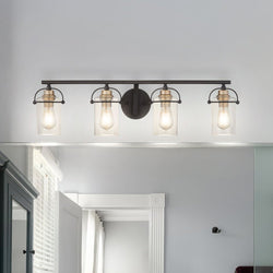 Urban Ambiance - Bath Light - UQL4731 Transitional Indoor Bath Light, 8.75''H x 33.50''W x 6.75''D, Matte Black Finish, Ripley Collection -