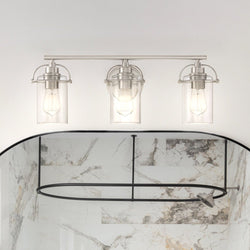 Urban Ambiance - Bath Light - UQL4733 Transitional Indoor Bath Light, 8.75''H x 24.00''W x 6.75''D, Brushed Nickel Finish, Ripley Collection -
