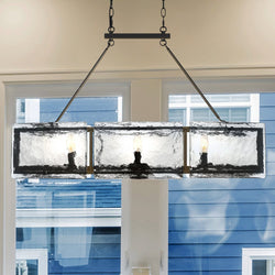 Urban Ambiance - Chandelier - UQL4743 Mediterranean Indoor Chandelier, 23.50''H x 39.00''W x 15.50''D, Earth Black Finish, Nantes Collection -