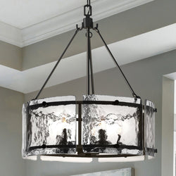 Urban Ambiance - Pendant - UQL4744 Mediterranean Indoor Pendant, 23.50''H x 20.50''W x 20.50''D, Earth Black Finish, Nantes Collection -