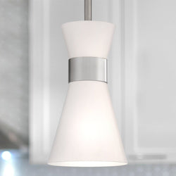 Urban Ambiance - Pendant - UQL4751 Modern Indoor Pendant, 9.25''H x 5.25''W x 5.25''D, Brushed Nickel Finish, Bremen Collection -