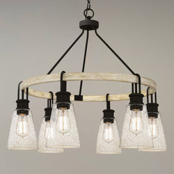 Urban Ambiance - Chandelier - UQL4840 Casual Indoor Chandelier, 25.25''H x 28.00''W x 28.00''D, Earth Black Finish, Lucerne Collection -