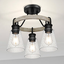 Urban Ambiance - Ceiling Light - UQL4842 Casual Indoor Ceiling Light, 13.50''H x 16.00''W x 16.00''D, Earth Black Finish, Lucerne Collection -