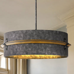 Urban Ambiance - Pendant - UQL4860 Natural Indoor Pendant, 22.00''H x 21.00''W x 21.00''D, Old Black Finish Finish, Augusta Collection -