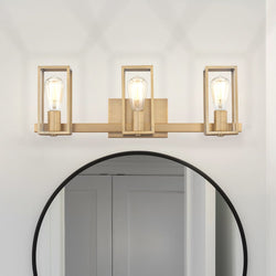 Urban Ambiance - Bath Light - UQL4884 Mid Century Modern Indoor Bath Light, 7.75''H x 24.00''W x 5.25''D, Weathered Brass Finish, Langley Collection -