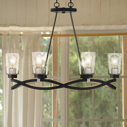Urban Ambiance - Chandelier - UQL4961 Tuscan Indoor Chandelier, 23.25''H x 32.50''W x 16.25''D, Earth Black Finish, Salem Collection -