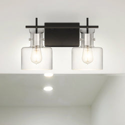 Urban Ambiance - Bath Light - UQL4970 Modern Indoor Bath Light, 10.25''H x 16.00''W x 7.50''D, Matte Black Finish, Fordville Collection -