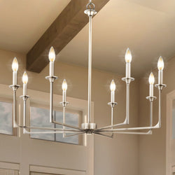 Urban Ambiance - Chandelier - UQL4990 Transitional Indoor Chandelier, 28.00''H x 32.00''W x 32.00''D, Brushed Nickel Finish, Keswick Collection -
