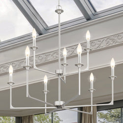 Urban Ambiance - Chandelier - UQL4992 Transitional Indoor Chandelier, 33.00''H x 32.00''W x 32.00''D, Brushed Nickel Finish, Keswick Collection -