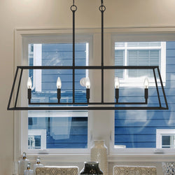 Urban Ambiance - Chandelier - UQL4994 Transitional Indoor Chandelier, 25.00''H x 36.00''W x 10.00''D, Matte Black Finish, Keswick Collection -