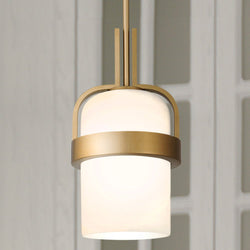 Urban Ambiance - Pendant - UQL5021 Modern Indoor Pendant, 15.25''H x 8.00''W x 8.00''D, Aged Brass Finish, San Sebastian Collection -