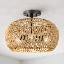 Urban Ambiance - Ceiling Light - UQL5032 Bohemian Indoor Ceiling Light, 11.50''H x 16.00''W x 16.00''D, Palladian Bronze Finish, Moers Collection -