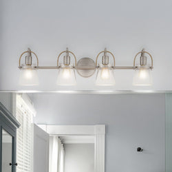 Urban Ambiance - Bath Light - UQL5112 Transitional Indoor Bath Light, 9.00''H x 32.00''W x 6.75''D, Brushed Nickel Finish, Dresden Collection -