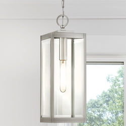 Urban Ambiance - Pendant - UQL5164 Modern Farmhouse Indoor Pendant, 20.75''H x 7.00''W x 7.00''D, Stainless Steel Finish, Quincy Collection -