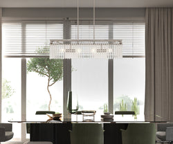 Urban Ambiance - Chandelier - UQL5280 Transitional Indoor Chandelier, 10.25''H x 38''W x 10.5''D, Brushed Nickel Finish, Velva Collection -