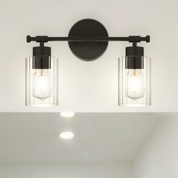 Urban Ambiance - Bath Light - UQL5290 Modern Indoor Bath Light, 10.25''H x 15''W x 6.25''D, Matte Black Finish, Canberra Collection -