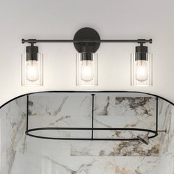 Urban Ambiance - Bath Light - UQL5291 Modern Indoor Bath Light, 10.25''H x 23.5''W x 6.25''D, Matte Black Finish, Canberra Collection -
