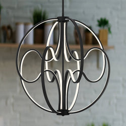 Urban Ambiance - Pendant - UQL5320 Contemporary Indoor Pendant, 26.5''H x 23.75''W x 23.75''D, Matte Black Finish, Jena Collection -
