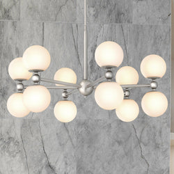Urban Ambiance - Chandelier - UQL5340 Minimalist Indoor Chandelier, 18''H x 31''W x 31''D, Brushed Nickel Finish, Upton Collection -