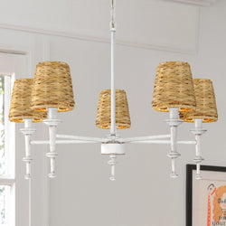 Urban Ambiance - Chandelier - UQL5360 Natural Indoor Chandelier, 18.25''H x 26''W x 26''D, Antique White Finish, Norwich Collection -