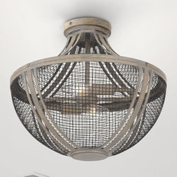 Urban Ambiance - Ceiling Light - UQL5411 Modern Farmhouse Indoor Ceiling Light, 13.25''H x 15.25''W x 15.25''D, Distressed Grey Wood Finish, Dickinson Collection -