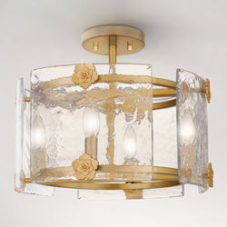 Urban Ambiance - Ceiling Light - UQL5443 Cosmopolitan Indoor Ceiling Light, 12.5''H x 15.75''W x 15.75''D, Light Gold Finish, Crary Collection -