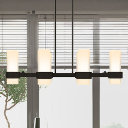 Urban Ambiance - Chandelier - UQL5470 Minimalist Indoor Chandelier, 10''H x 36''W x 17''D, Matte Black Finish, Frankfurt Collection -