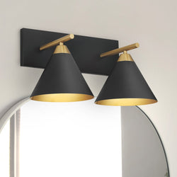 Urban Ambiance - Bath Light - UQL5540 Modern Indoor Bath Light, 8.75''H x 17.75''W x 9.5''D, Matte Black Finish, Kiel Collection -