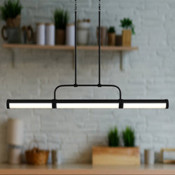 Urban Ambiance - Chandelier - UQL5580 Mid - Century Modern Indoor Chandelier, 7.5''H x 42''W x 2.5''D, Matte Black Finish, Gosford Collection -