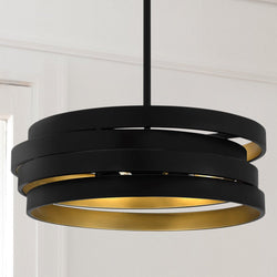 Urban Ambiance - Pendant - UQL5680 Cosmopolitan Indoor Pendant, 5.5''H x 16''W x 16''D, Matte Black Finish, Zennor Collection -