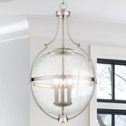 Urban Ambiance - Pendant - UQL5690 New Traditional Indoor Pendant, 29''H x 17.5''W x 17.5''D, Brushed Nickel Finish, Zennor Collection -