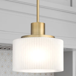 Urban Ambiance - Pendant - UQL5780 Cosmopolitan Indoor Pendant, 12.5''H x 8''W x 8''D, Aged Brass Finish, San Sebastian Collection -