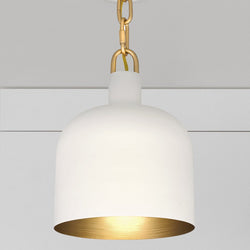 Urban Ambiance - Pendant - UQL5790 Cosmopolitan Indoor Pendant, 11''H x 8''W x 8''D, Matte White Finish, San Sebastian Collection -