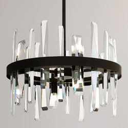 Urban Ambiance - Pendant - UQL5871 Luxe Industrial Indoor Pendant, 11.75''H x 15.75''W x 15.75''D, Matte Black Finish, Wells Collection -
