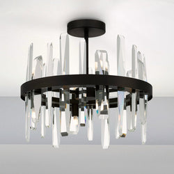Urban Ambiance - Ceiling Light - UQL5872 Luxe Industrial Indoor Ceiling Light, 16.75''H x 15.75''W x 15.75''D, Matte Black Finish, Wells Collection -