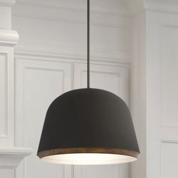 Urban Ambiance - Pendant - UQL5911 Modern Rustic Indoor Pendant, 15''H x 20''W x 20''D, Matte Black Finish, Fitzroy Collection -