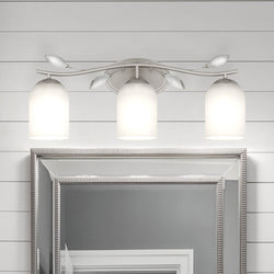 Urban Ambiance - Bath Light - UQL5941 Glam Indoor Bath Light, 9.25''H x 24''W x 6.5''D, Brushed Nickel Finish, Hadley Collection -