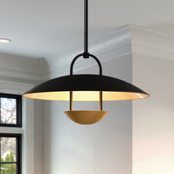 Urban Ambiance - Pendant - UQL6003 Urban Loft Indoor Pendant, 9.75''H x 18.00''W x 18.00''Dep, Matte Black Finish, Lehi Collection -