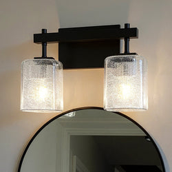 Urban Ambiance - Bath Light - UQL6021 Contemporary Indoor Bath Light, 9.25''H x 13.50''W x 6.75''Dep, Matte Black Finish, Novato Collection -