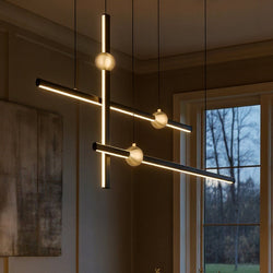 Urban Ambiance - Chandelier - UQL6310 Contemporary Indoor Chandelier, 32.00''H x 44.25''W x 6.75''Dep, Matte Black Finish, Ceres Collection -